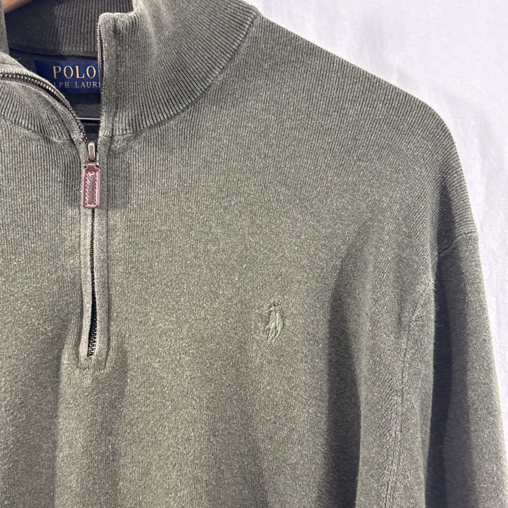 Polo Ralph Lauren 1/4 Zip Green Pullover Mens Sz XL Pima Cotton Preppy Old Money - Picture 7 of 13